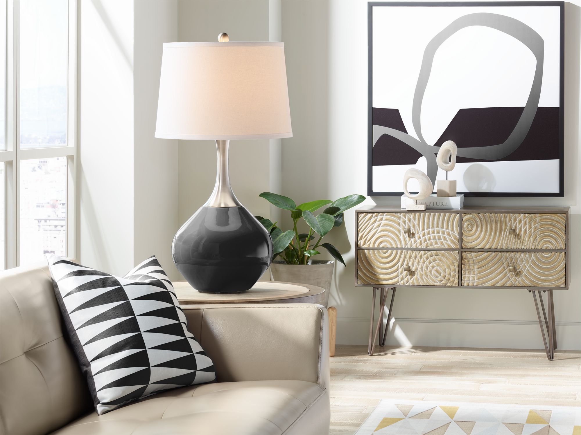 Image 3 Color Plus Spencer 31" High Glass Tricorn Black Table Lamp more views