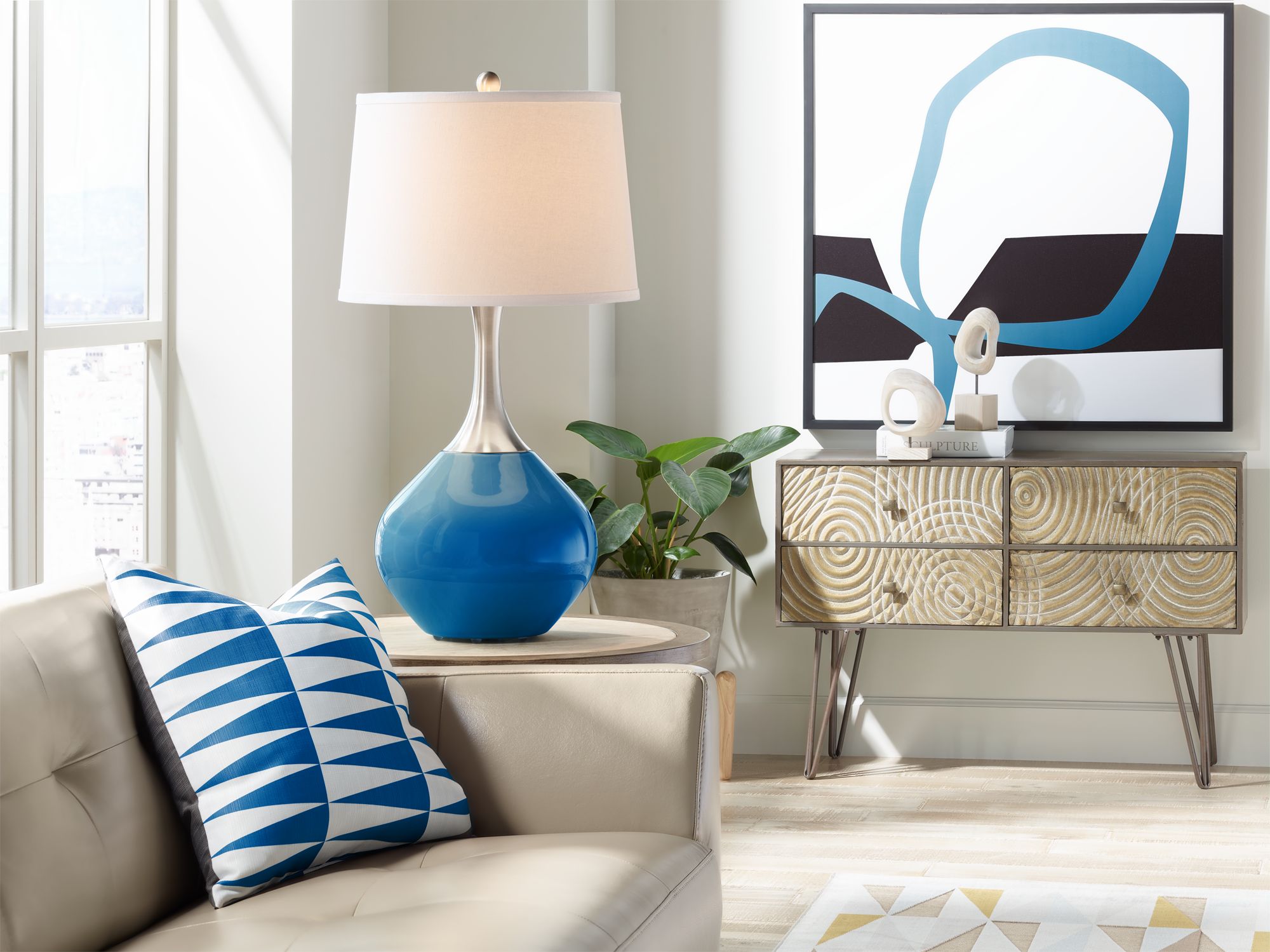 Image 3 Color Plus Spencer 31" High Hyper Blue Modern Table Lamp more views