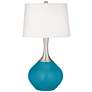 Color Plus Spencer 31" High Modern Glass Caribbean Sea Blue Table Lamp
