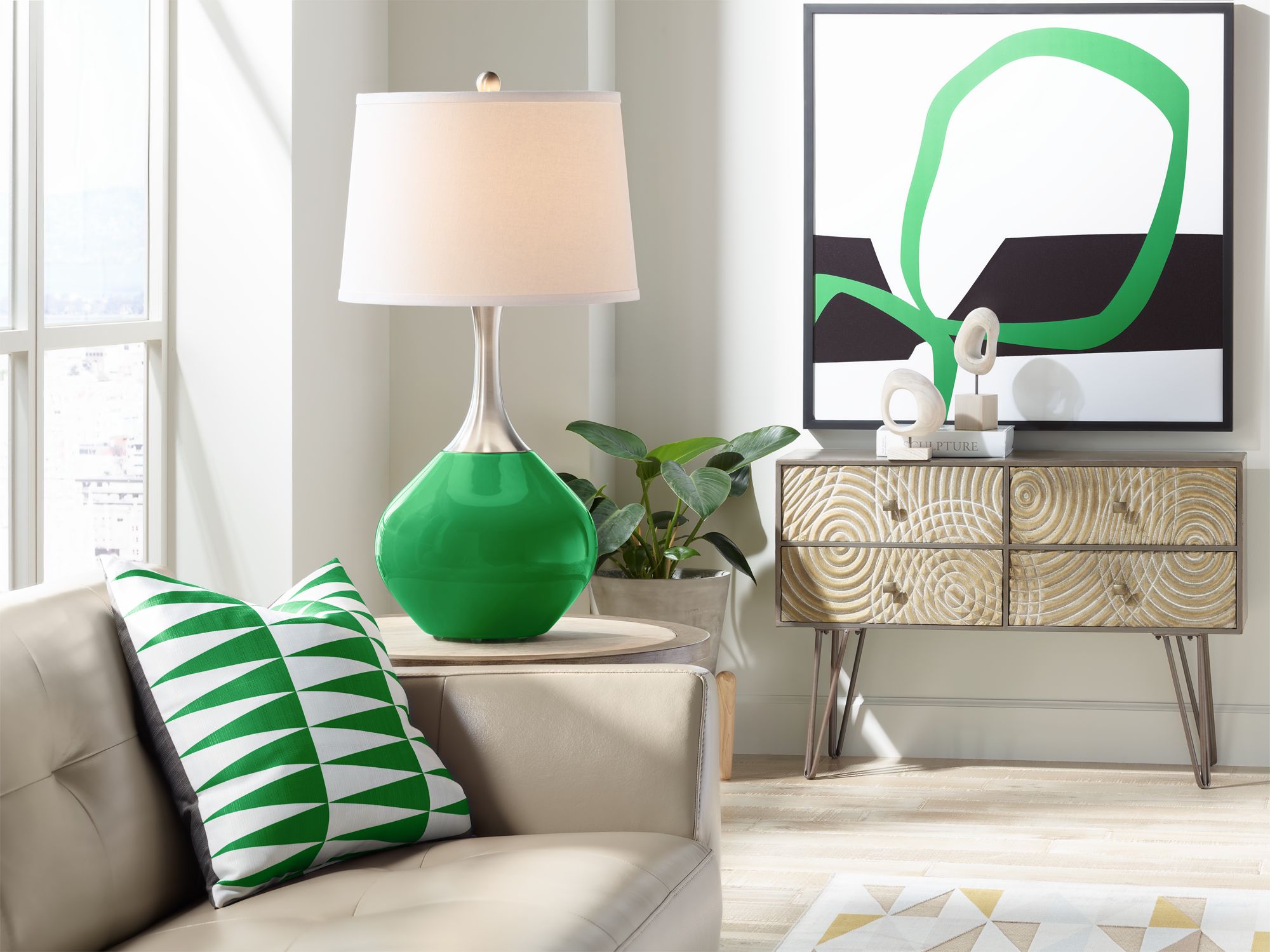 Image 3 Color Plus Spencer 31" High Modern Glass Envy Green Table Lamp more views