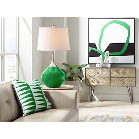 Image3 of Color Plus Spencer 31" High Modern Glass Envy Green Table Lamp more views