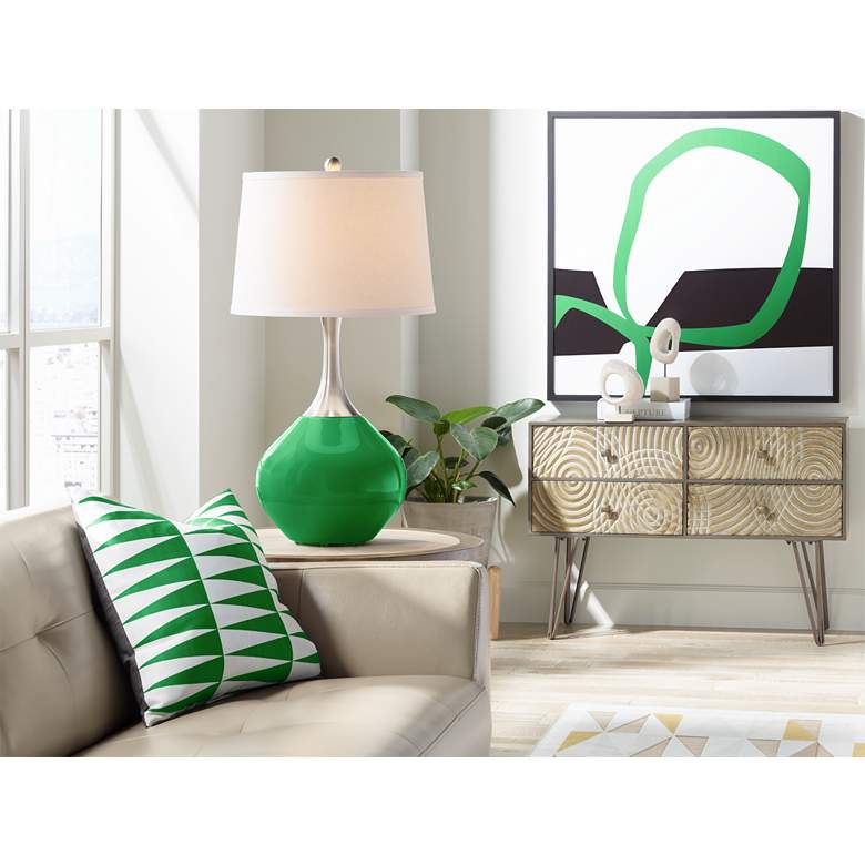 Image 3 Color Plus Spencer 31 inch High Modern Glass Envy Green Table Lamp more views