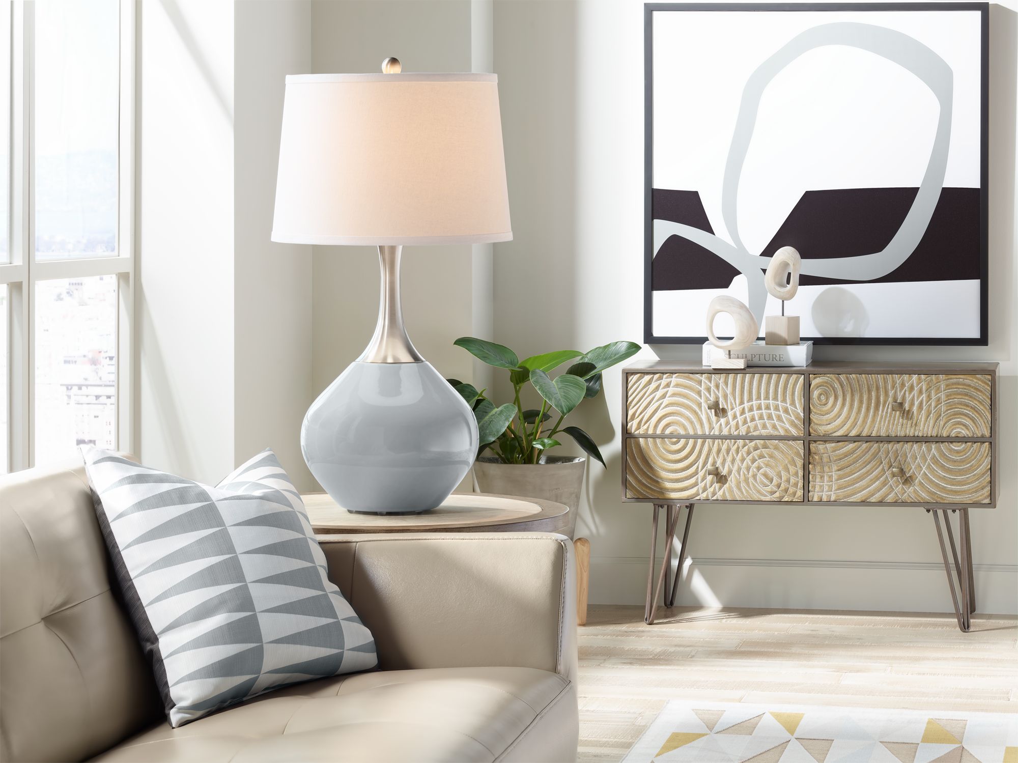 Image 3 Color Plus Spencer 31" High Modern Glass Uncertain Gray Table Lamp more views