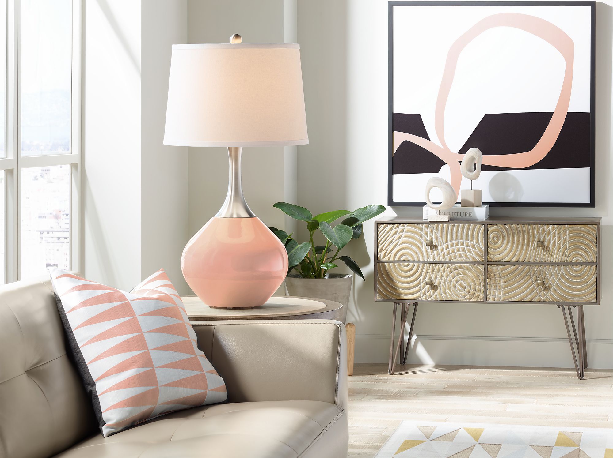 Image 3 Color Plus Spencer 31" High Modern Mellow Coral Pink Table Lamp more views