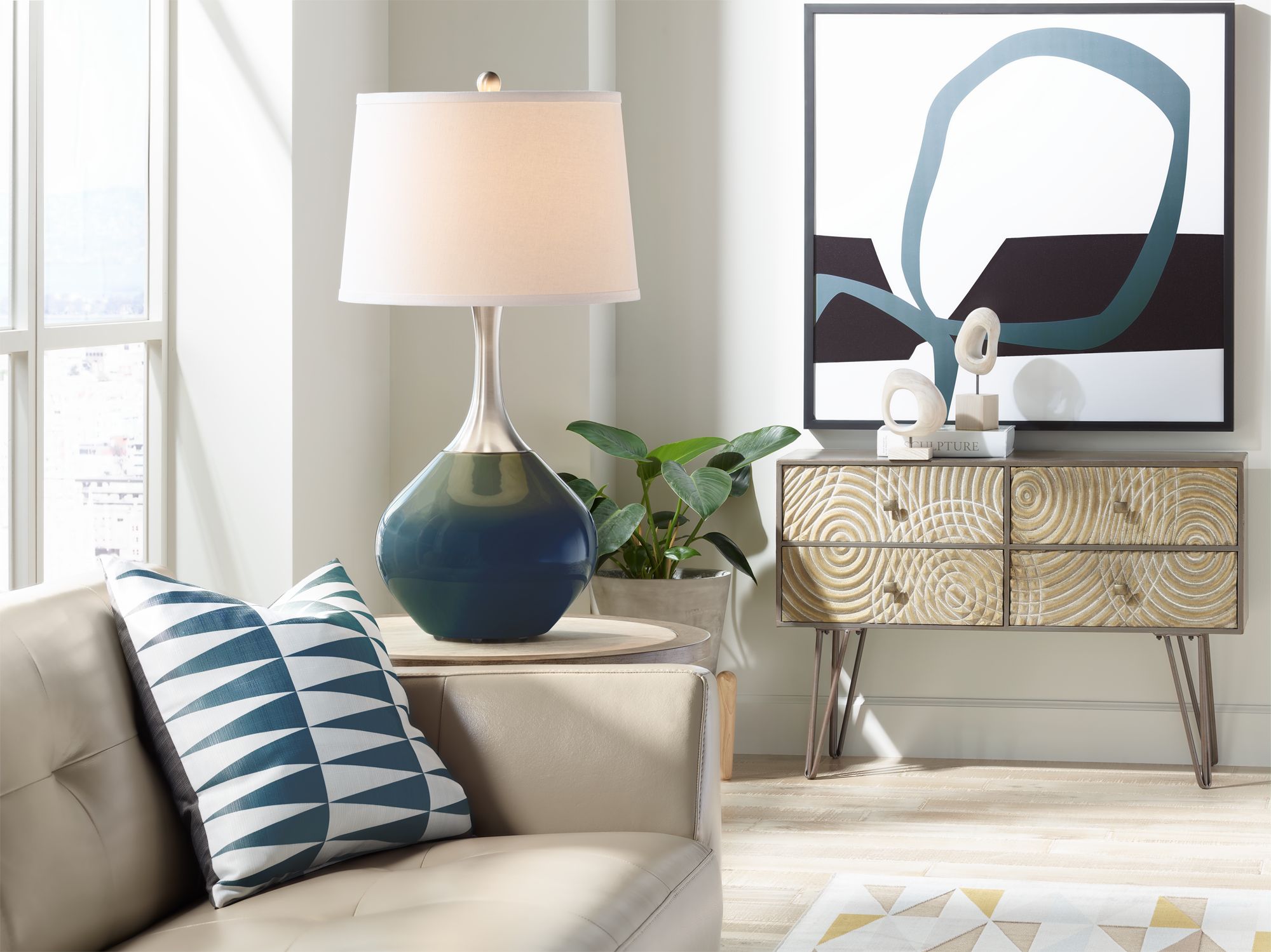 Image 3 Color Plus Spencer 31" High Modern Naval Blue Table Lamp more views