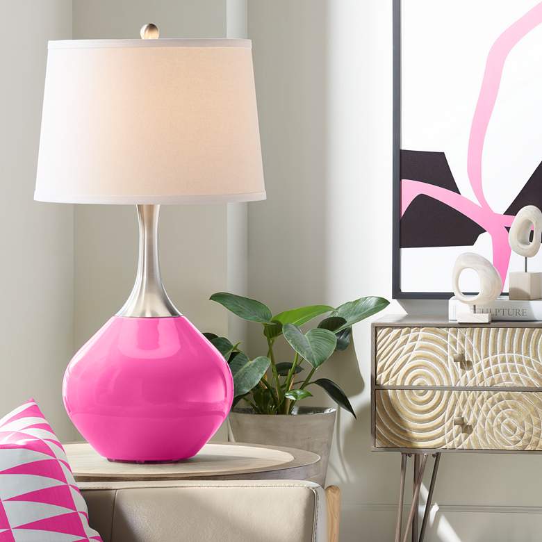 Image 1 Color Plus Spencer 31 inch Modern Blossom Pink Table Lamp