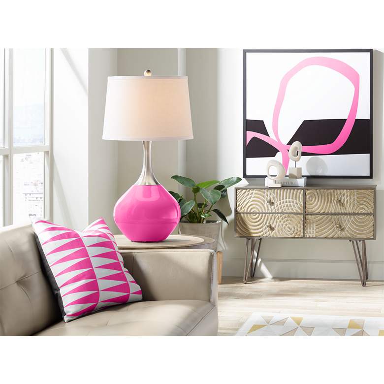 Image 3 Color Plus Spencer 31" Modern Blossom Pink Table Lamp more views