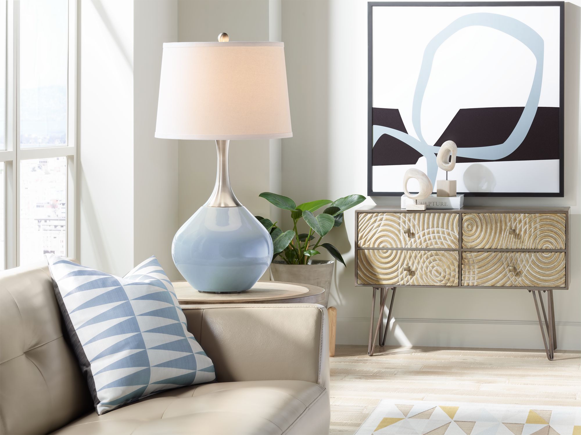 Image 4 Color Plus Spencer 31" Modern Blue Sky Table Lamp more views