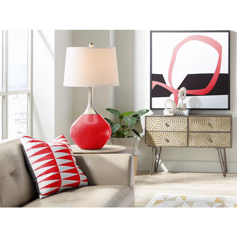 Image 3 Color Plus Spencer 31" Modern Bright Red Table Lamp more views