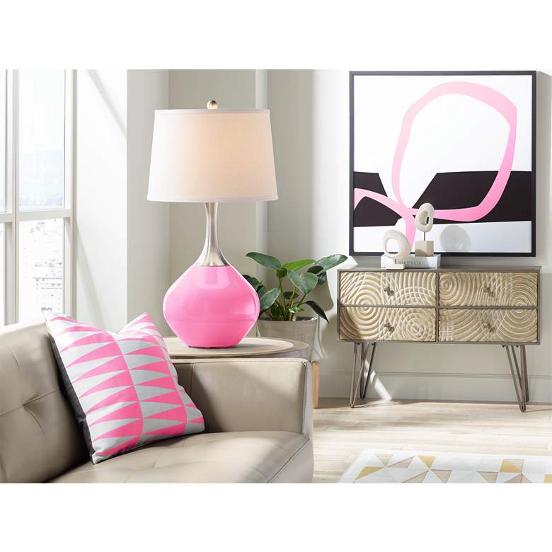Image 3 Color Plus Spencer 31 inch Modern Candy Pink Glass Table Lamp more views