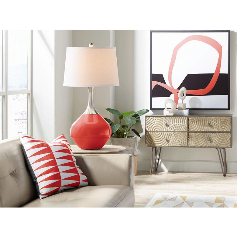 Image 3 Color Plus Spencer 31" Modern Cherry Tomato Red Table Lamp more views