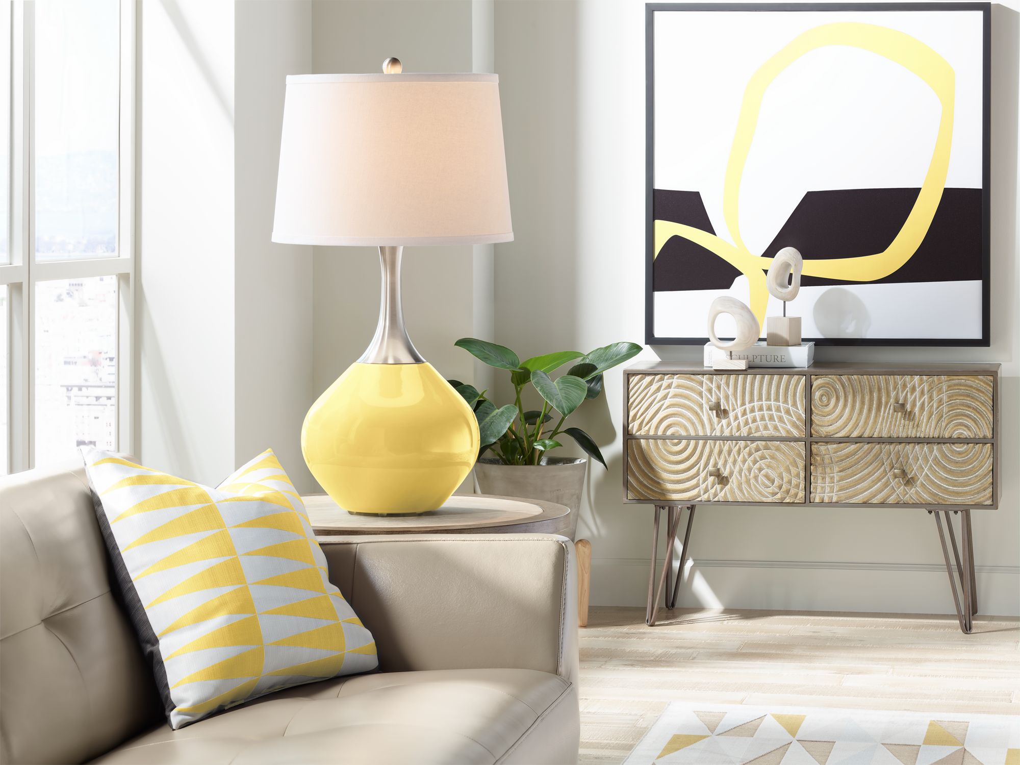 Image 3 Color Plus Spencer 31" Modern Daffodil Yellow Table Lamp more views