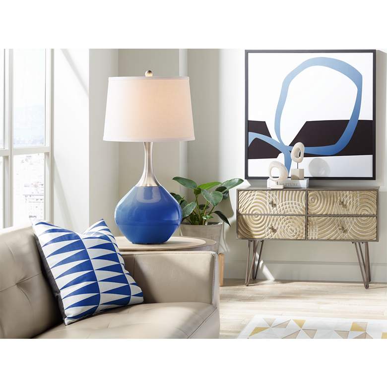 Image 3 Color Plus Spencer 31" Modern Dazzling Blue Table Lamp more views