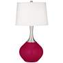 Color Plus Spencer 31" Modern French Burgundy Red Table Lamp