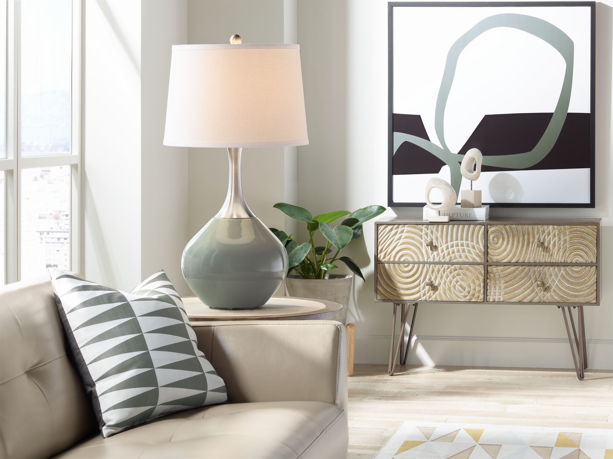 Image 3 Color Plus Spencer 31" Modern Gauntlet Gray Table Lamp more views