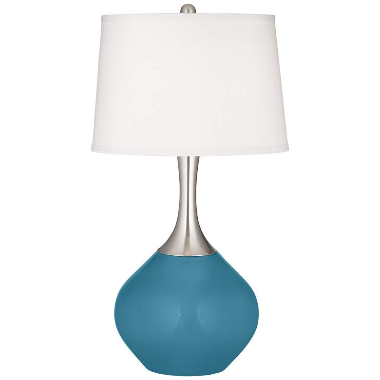 Image 2 Color Plus Spencer 31 inch Modern Glass Great Falls Blue Table Lamp