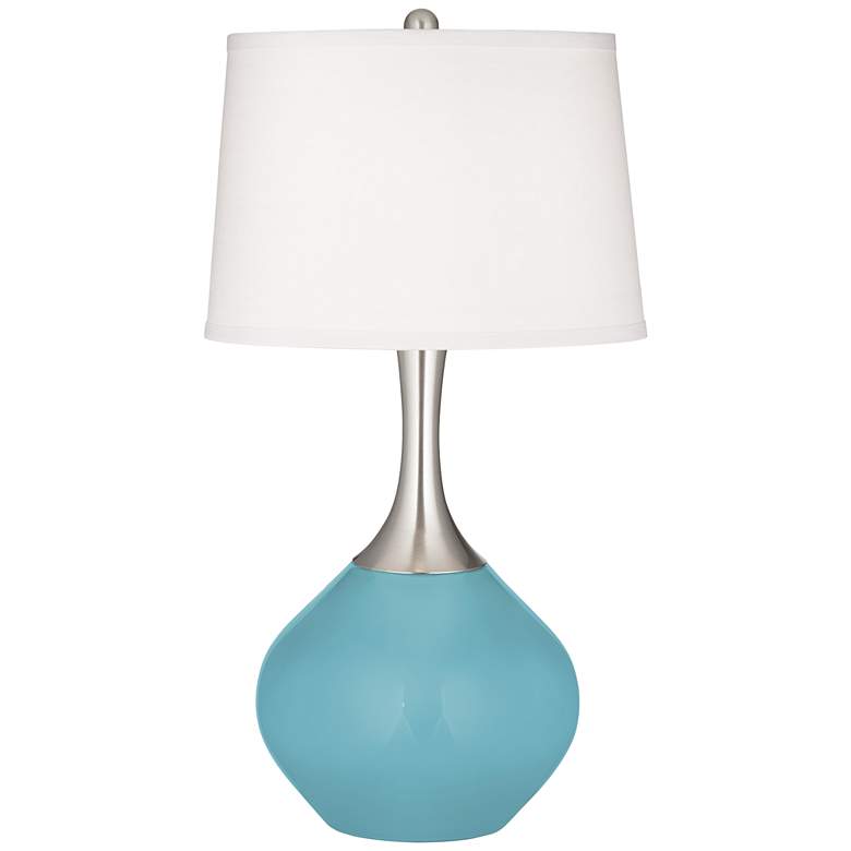 Image 2 Color Plus Spencer 31 inch Modern Glass Nautilus Blue Table Lamp