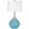Color Plus Spencer 31" Modern Glass Nautilus Blue Table Lamp