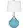 Color Plus Spencer 31" Modern Glass Nautilus Blue Table Lamp