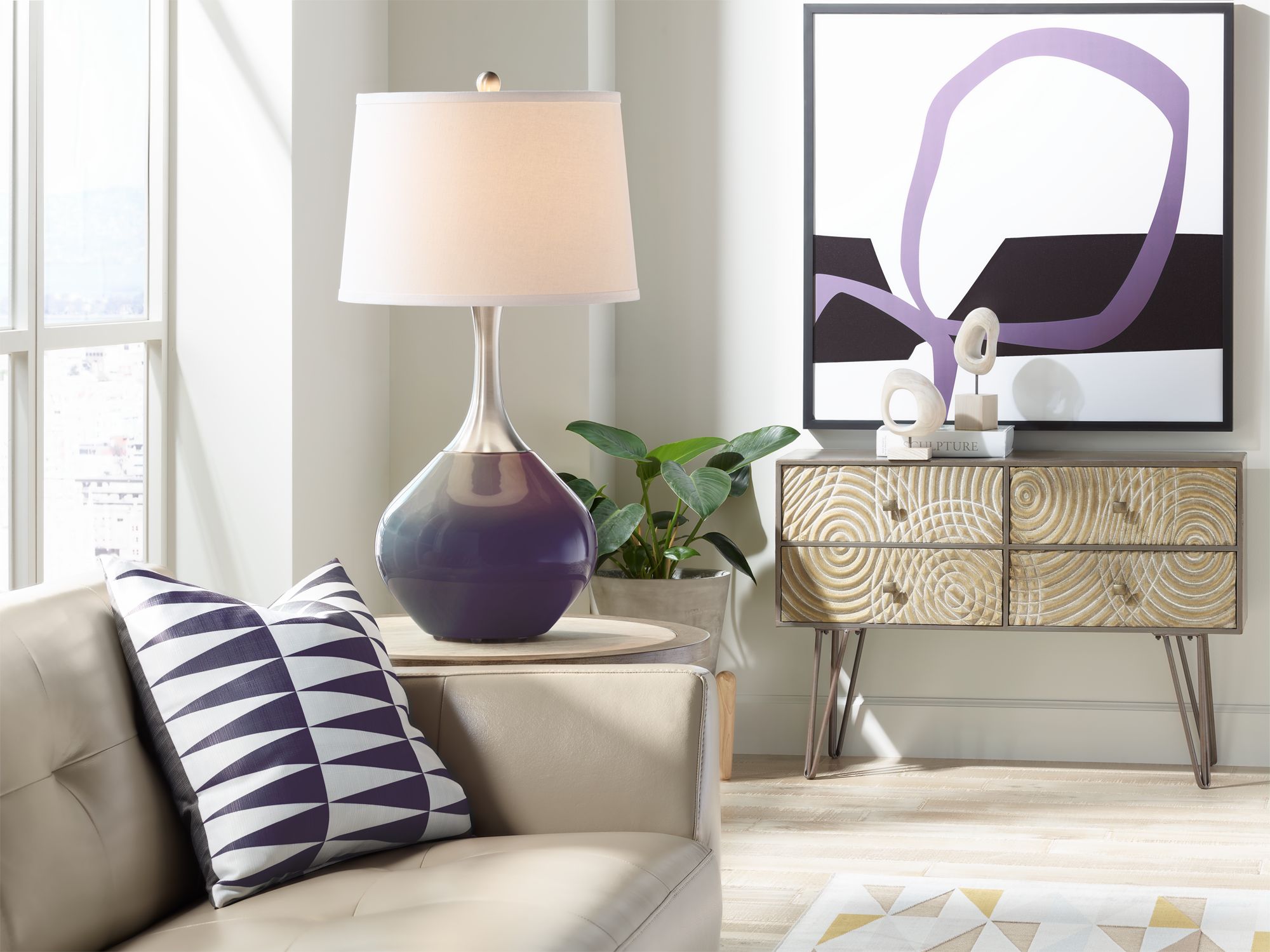 Image 3 Color Plus Spencer 31" Modern Glass Quixotic Plum Purple Table Lamp more views