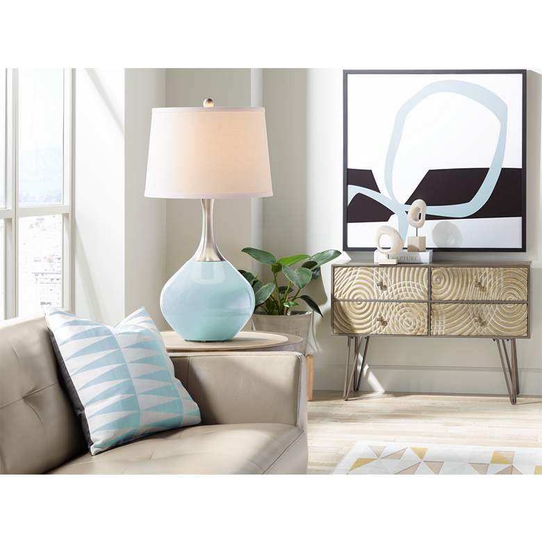 Image 3 Color Plus Spencer 31 inch Modern Glass Vast Sky Blue Table Lamp more views