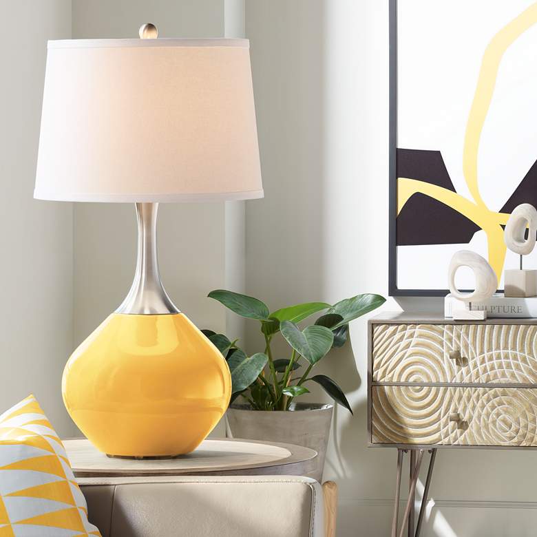 Image 1 Color Plus Spencer 31 inch Modern Goldenrod Yellow Table Lamp