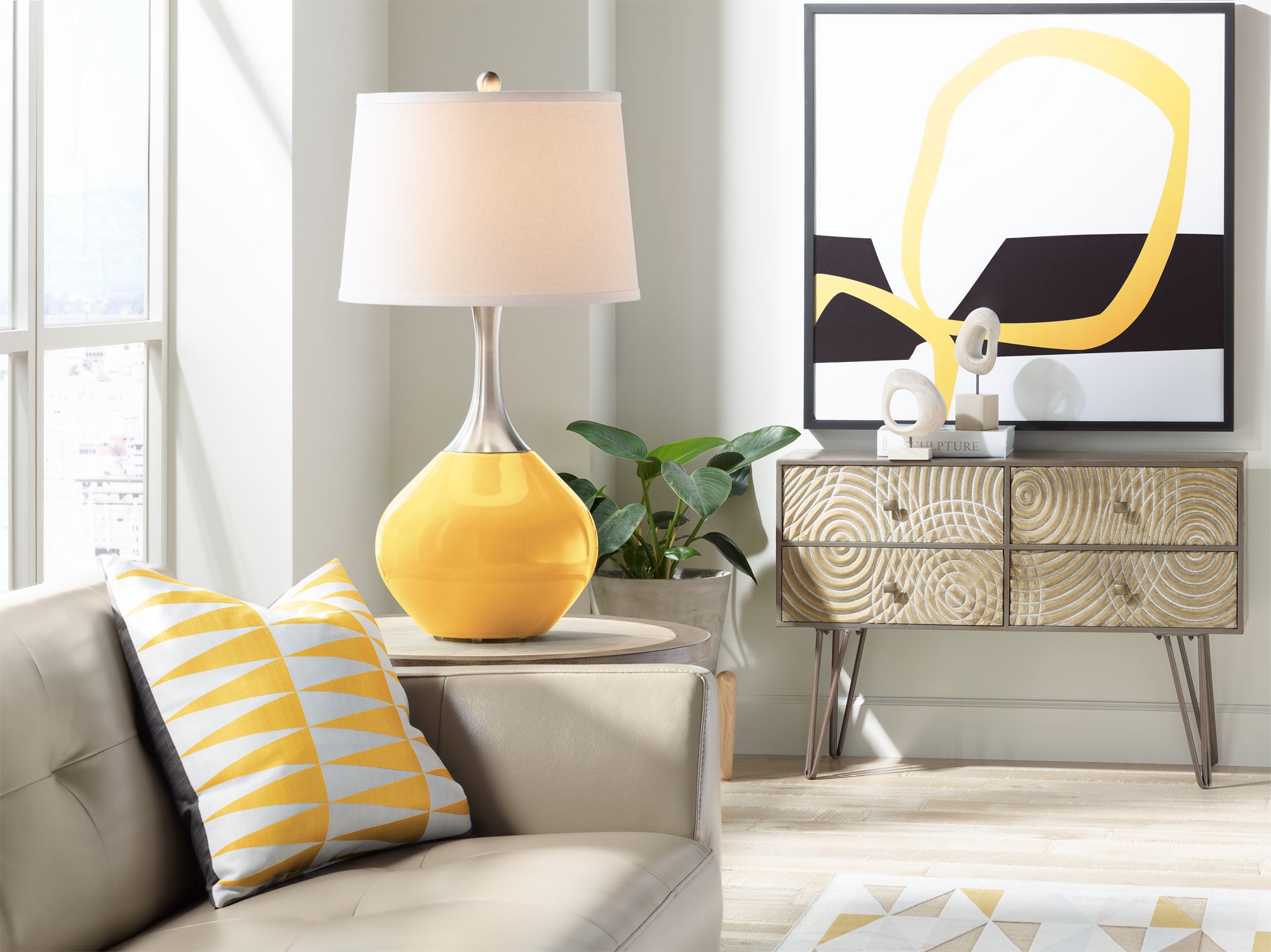 Image 3 Color Plus Spencer 31" Modern Goldenrod Yellow Table Lamp more views