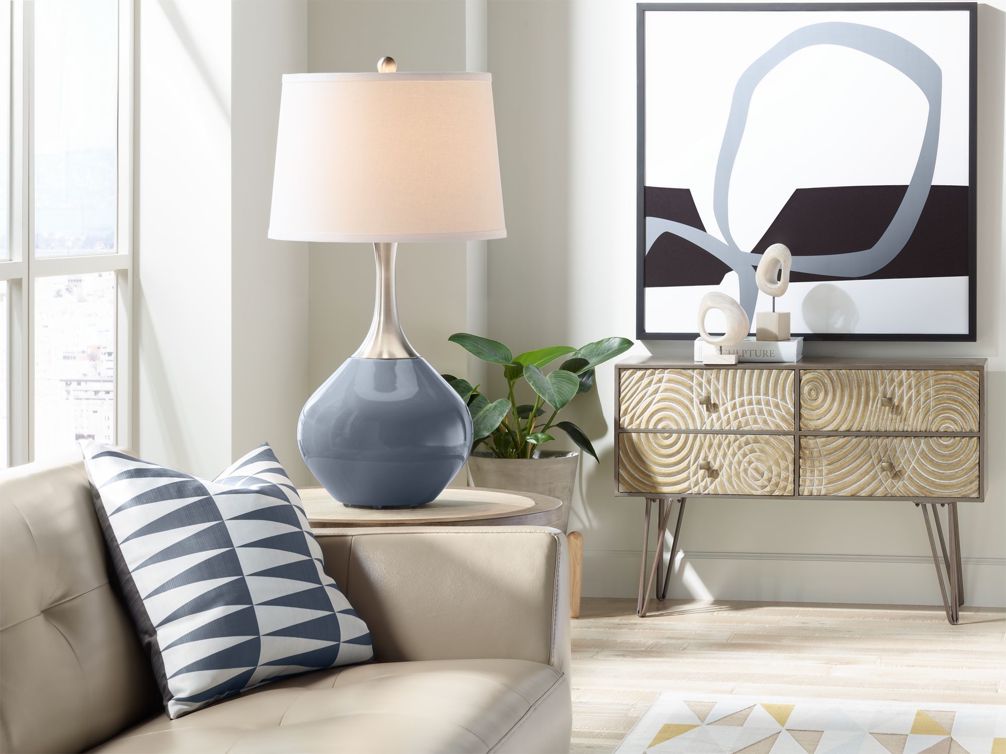 Image 3 Color Plus Spencer 31" Modern Granite Peak Gray Table Lamp more views