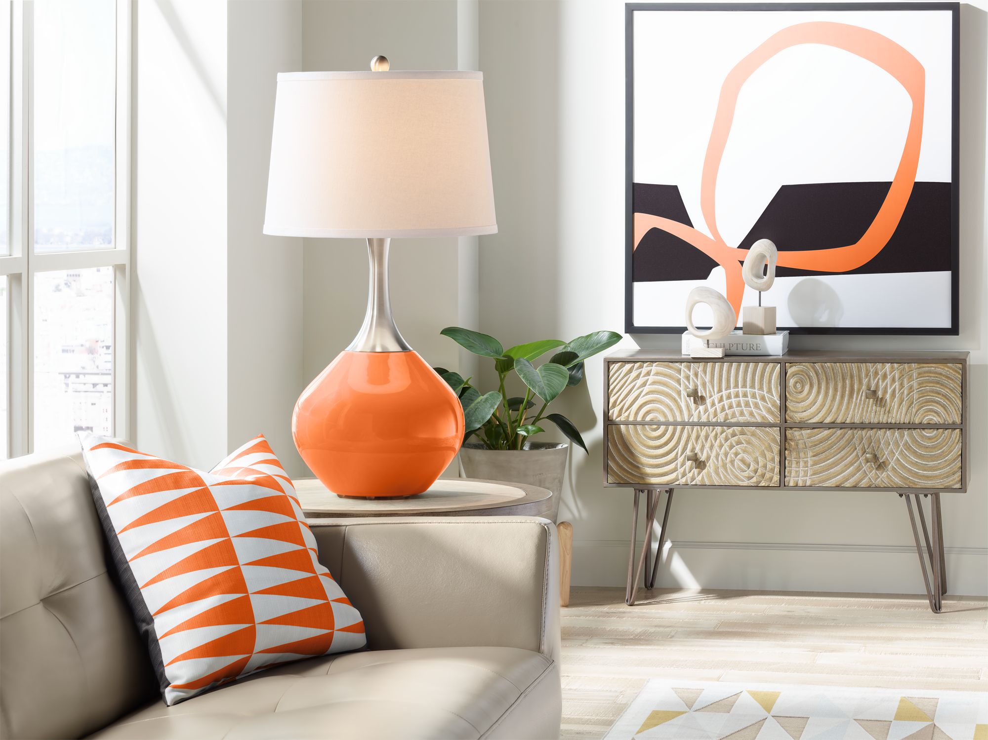 Image 3 Color Plus Spencer 31" Modern Invigorate Orange Table Lamp more views