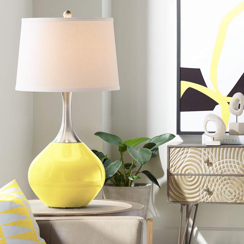 Image 1 Color Plus Spencer 31 inch Modern Lemon Twist Yellow Table Lamp