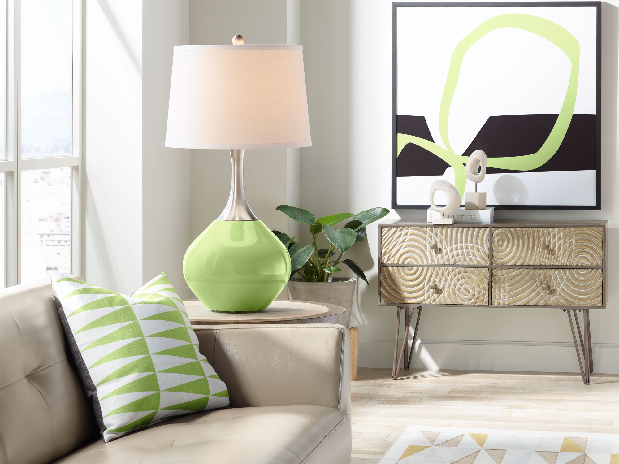 Image 3 Color Plus Spencer 31" Modern Lime Rickey Green Table Lamp more views