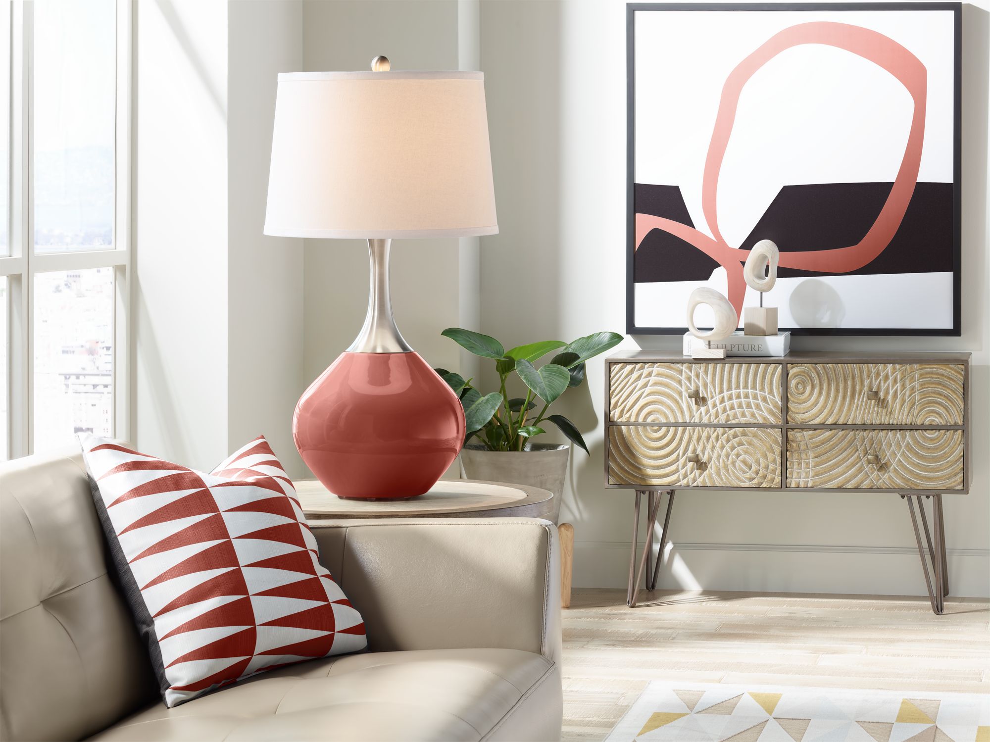 Image 3 Color Plus Spencer 31" Modern Madeira Red Table Lamp more views