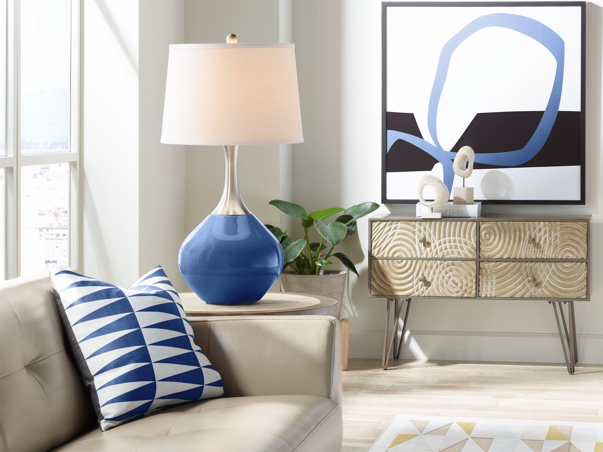 Image 3 Color Plus Spencer 31" Modern Monaco Blue Table Lamp more views