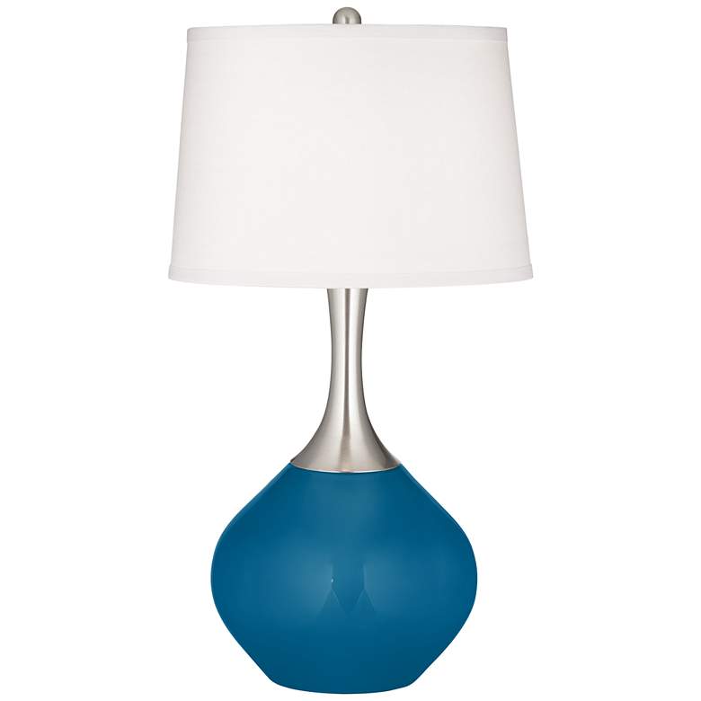 Image 2 Color Plus Spencer 31 inch Modern Mykonos Blue Table Lamp