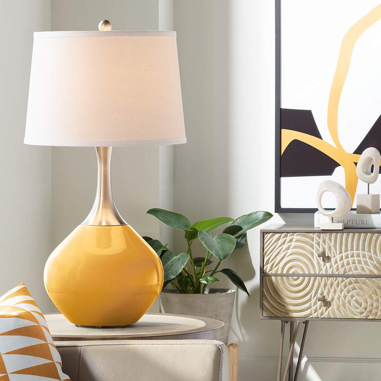 Image 1 Color Plus Spencer 31" Modern Nickel and Marigold Yellow Table Lamp