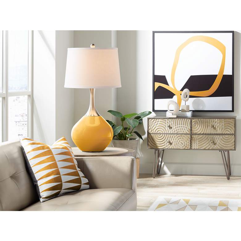 Image 3 Color Plus Spencer 31" Modern Nickel and Marigold Yellow Table Lamp more views