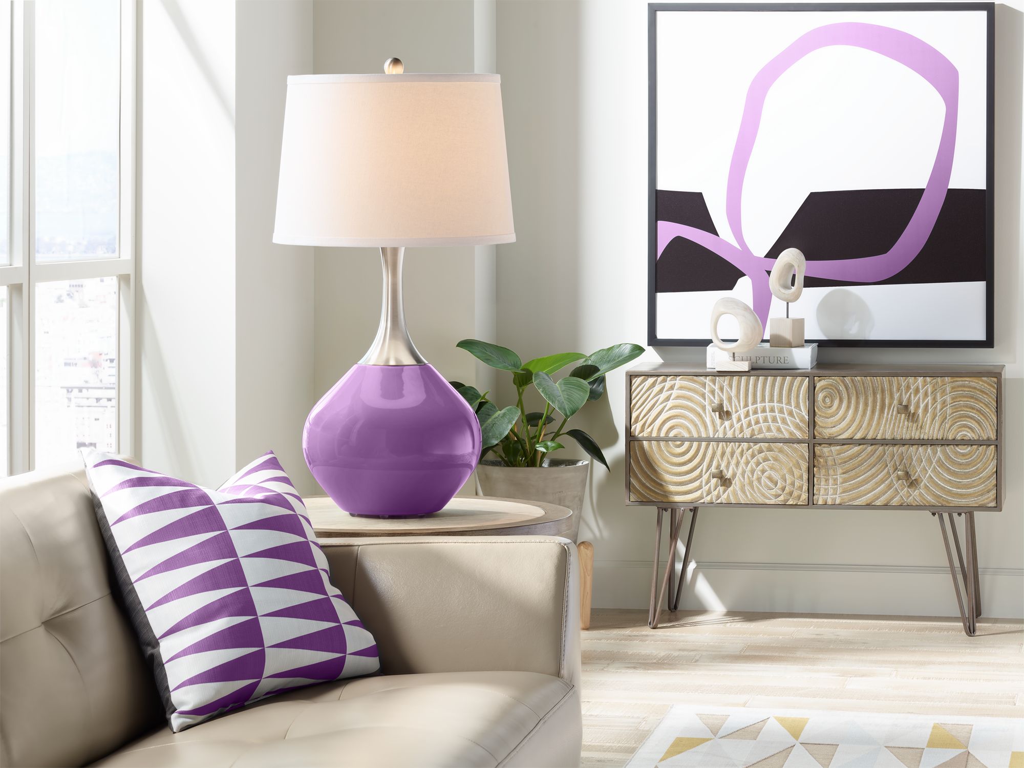 Image 3 Color Plus Spencer 31" Modern Passionate Purple Table Lamp more views