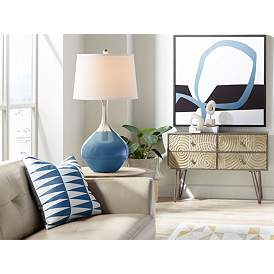 Image3 of Color Plus Spencer 31" Modern Regatta Blue  Table Lamp more views