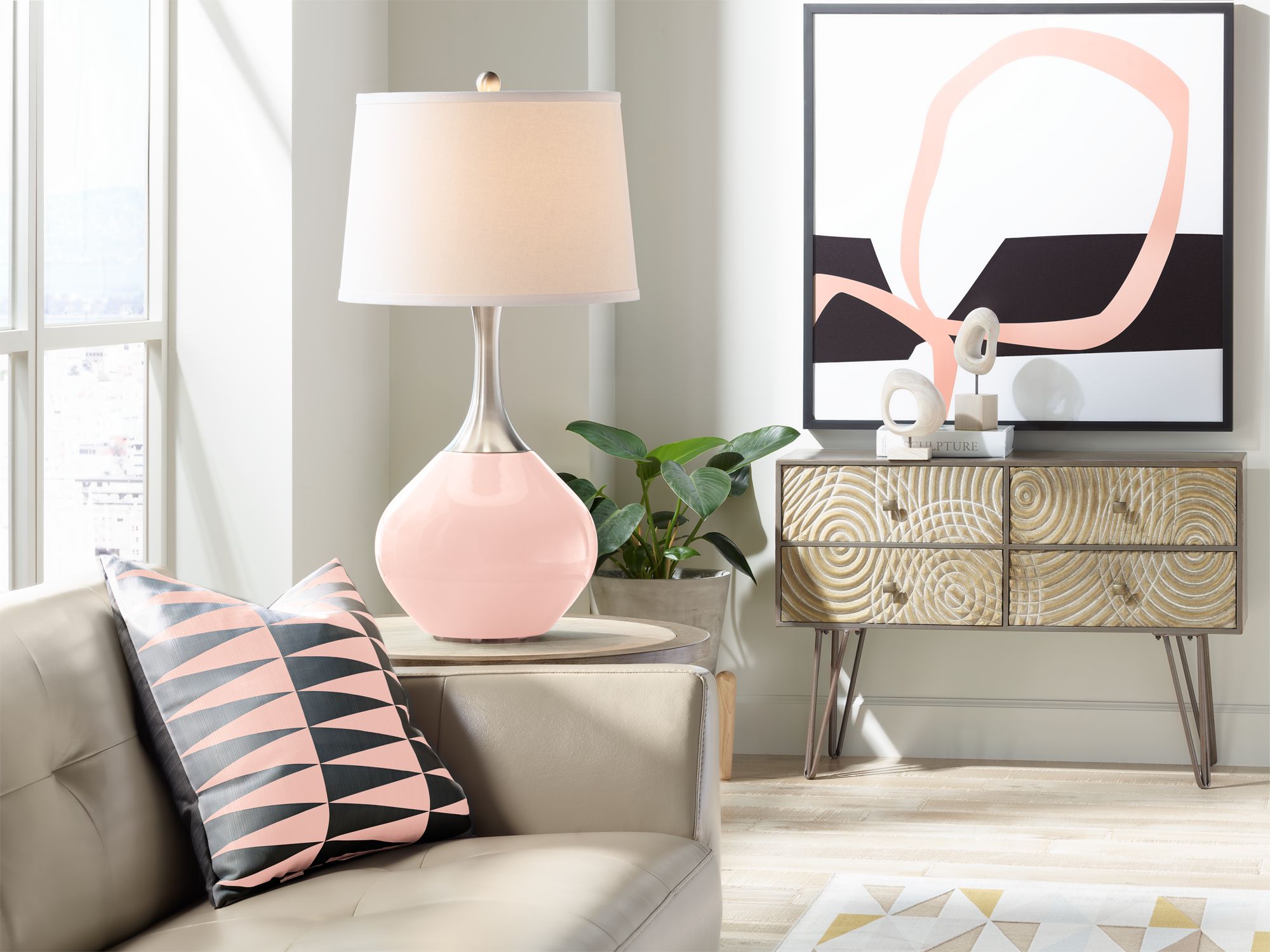 Image 3 Color Plus Spencer 31" Modern Rose Pink Table Lamp more views