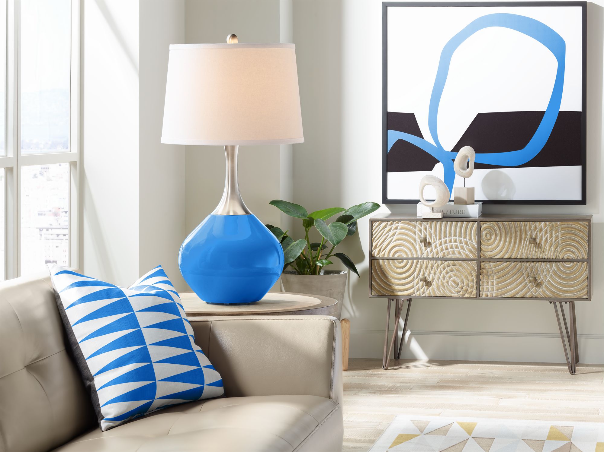 Image 3 Color Plus Spencer 31" Modern Royal Blue Table Lamp more views