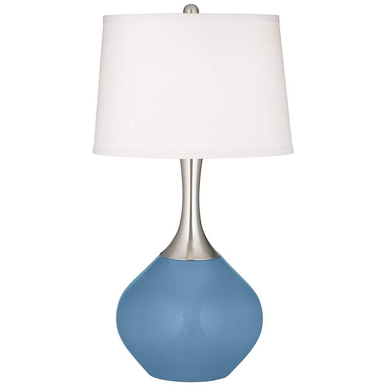 Image 2 Color Plus Spencer 31 inch Modern Secure Blue Glass Table Lamp