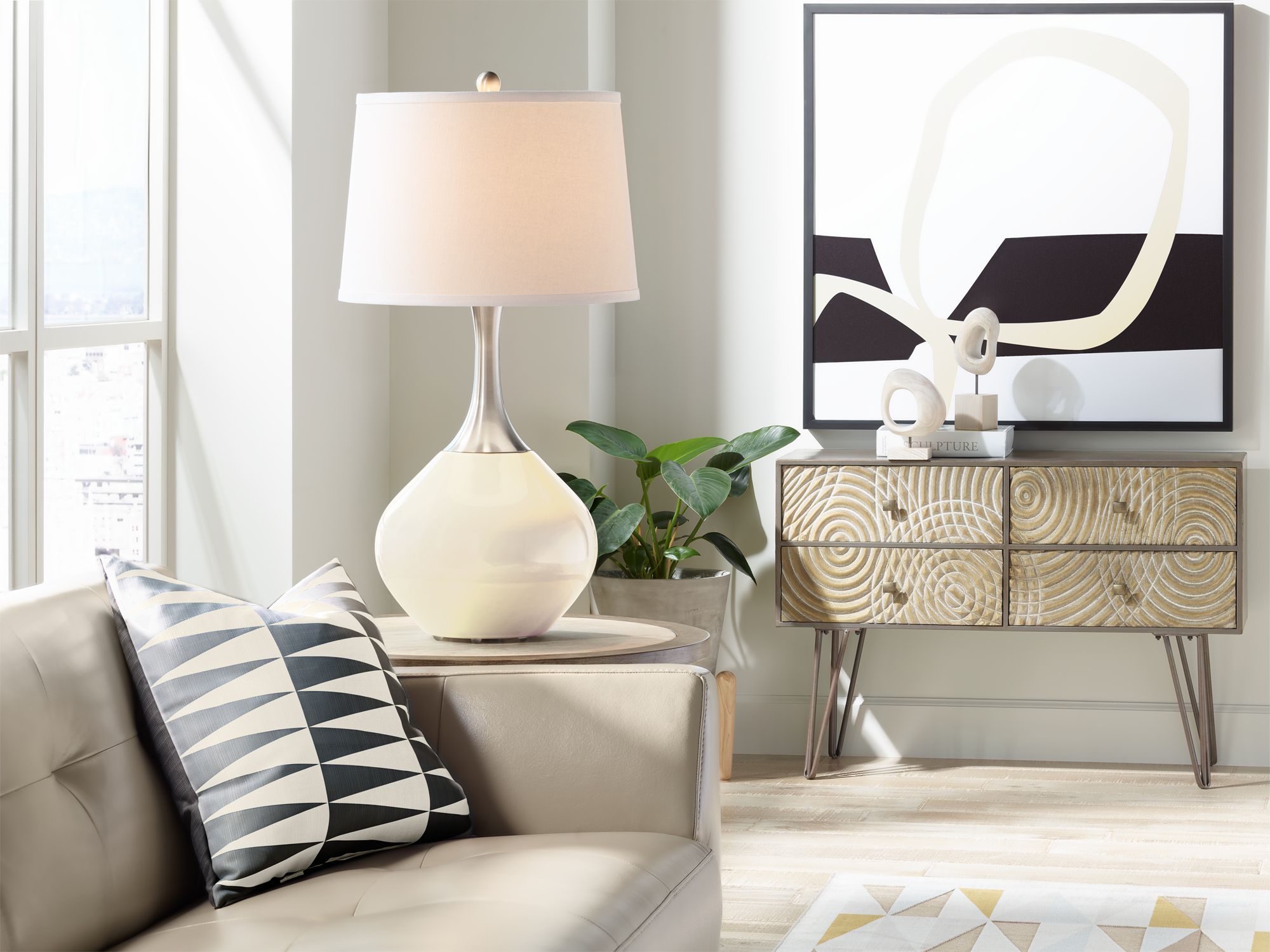 Image 3 Color Plus Spencer 31" Modern Steamed Milk White Table Lamp more views