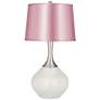 Color Plus Spencer 31" Winter White Table Lamp with Satin Pink Shade