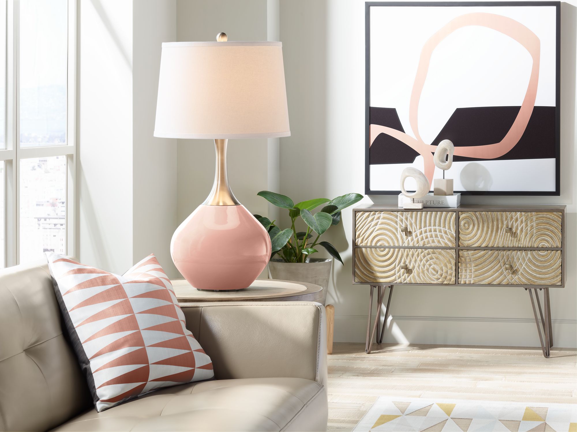 Image 3 Color Plus Spencer Nickel 31" High Rustique Coral Pink Table Lamp more views