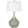 Color Plus Spencer Nickel 31" Linen Shade and Evergreen Fog Green Lamp