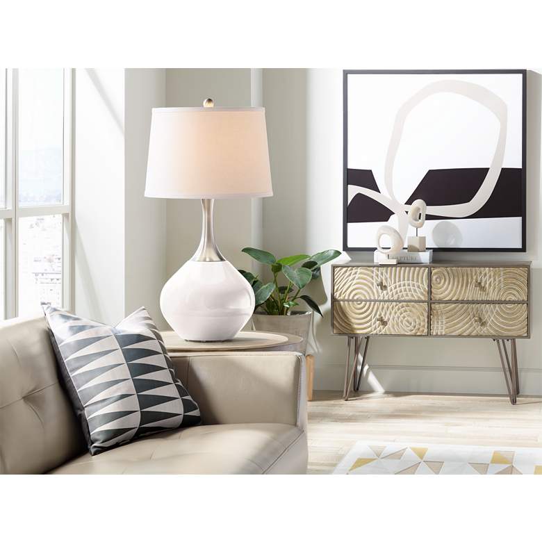 Image 3 Color Plus Spencer Nickel 31 inch Modern Glass Smart White Table Lamp more views