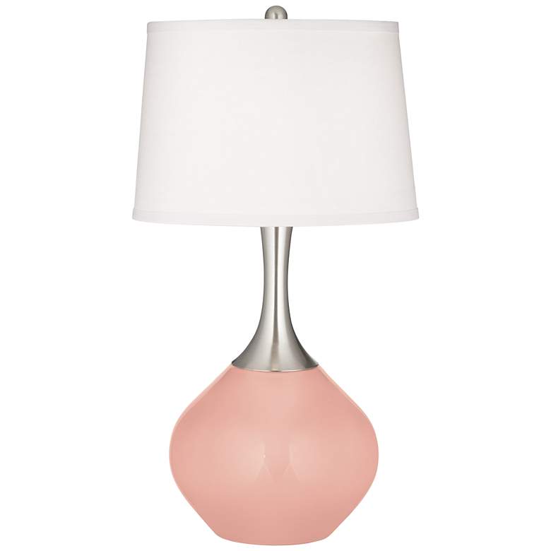 Image 2 Color Plus Spencer Nickel 31 inch Rustique Coral Pink Table Lamp