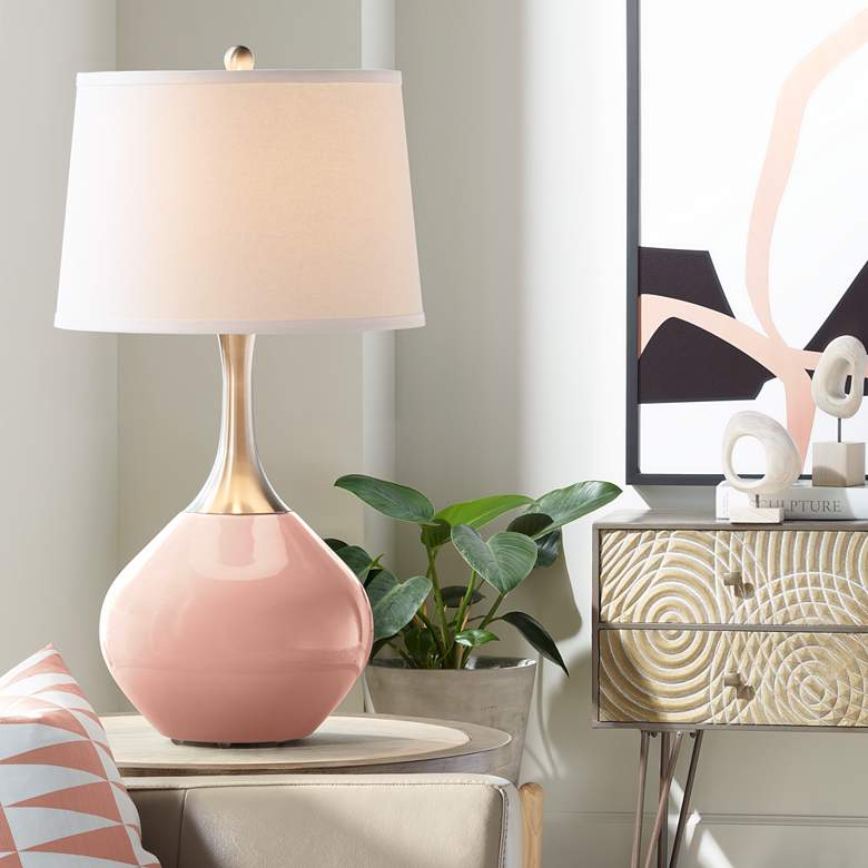 Image 1 Color Plus Spencer Nickel 31" Rustique Coral Pink Table Lamp