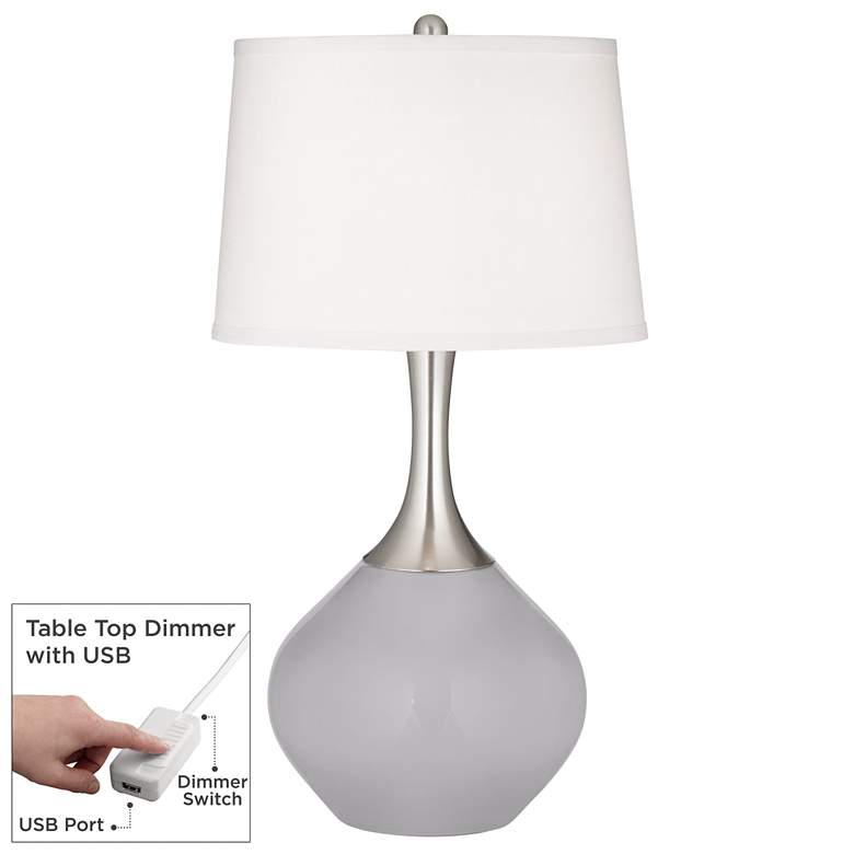 Image 1 Color Plus Spencer Nickel 31" Swanky Gray Table Lamp with Dimmer