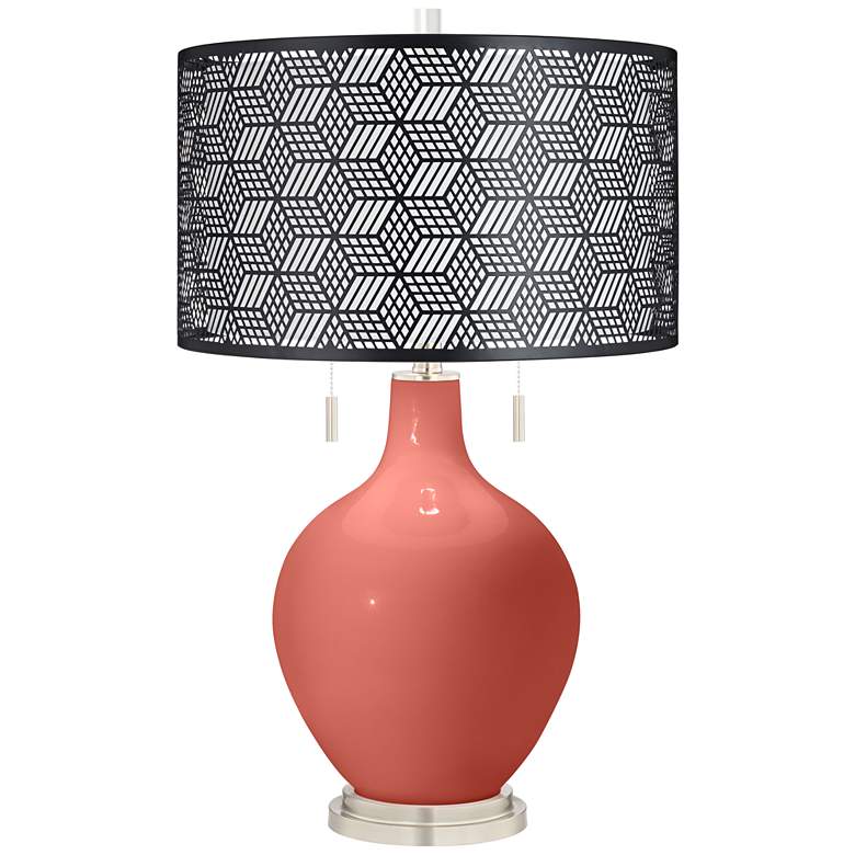 Image 1 Color Plus Toby 28 inch Black Metal and Coral Reef Pink Table Lamp